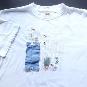 VTG 90s Garden T Shirt Sz L She Shed Grandma Cottagecore Cottage White Cotton